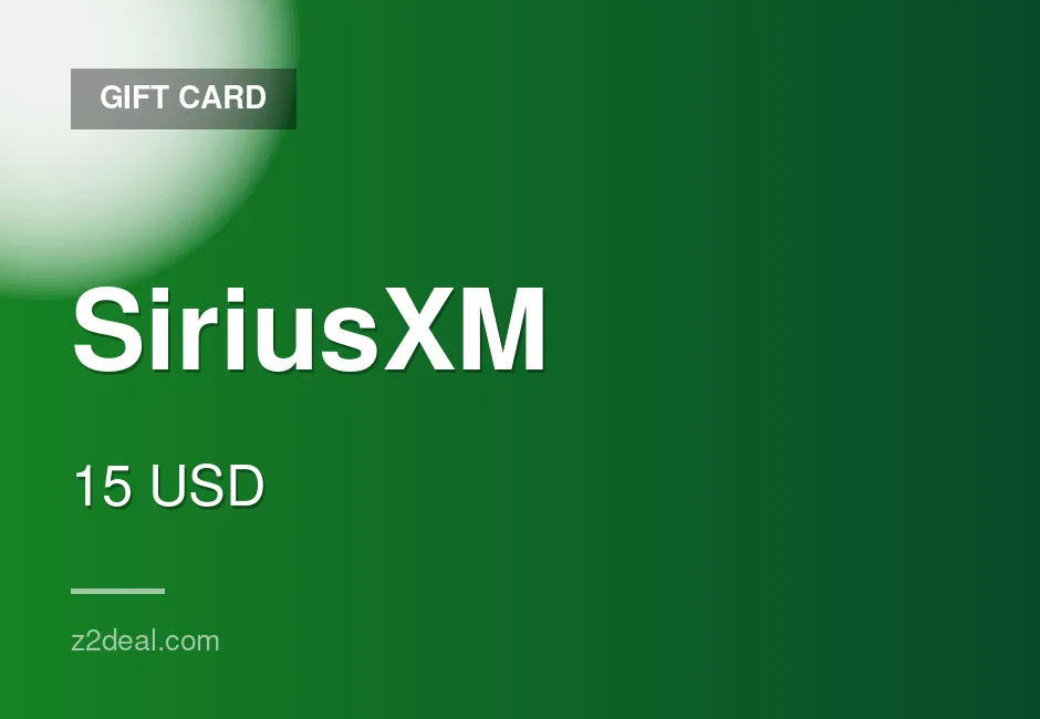 SiriusXM Gift Card - 15 USD - Secure Ordering