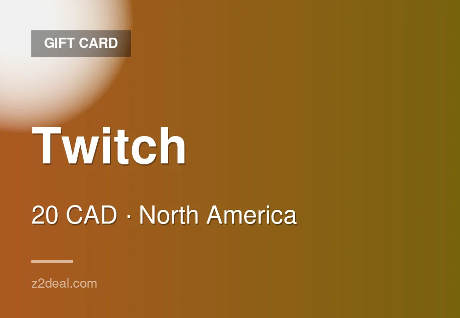 Digital Twitch Gift Card | 20 CAD | Canada | Reliable Service